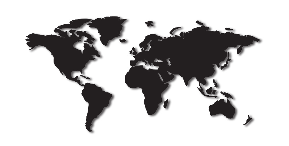 Mapa świata 120x60cm CZARNA, gruba, efekt 3D MDF