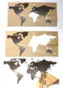 Mapa świata 120x60cm CZARNA, gruba, efekt 3D MDF