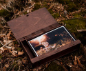 Drewniane pudełko na zdjęcia 15x23cm i pendrive Memmories